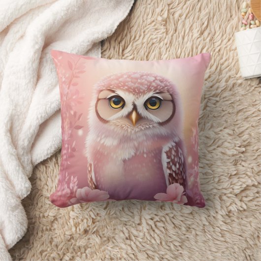Niedliche, rosa, grasende Eule Kissen (Decke)