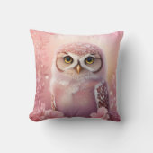 Niedliche, rosa, grasende Eule Kissen (Vorderseite)