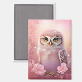 Niedliche, rosa, grasende Eule Magnet (Vorderseite/Rückseite)