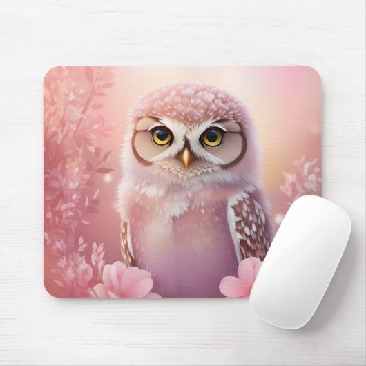 Niedliche, rosa, grasende Eule Mousepad (Mit Mouse)