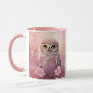 Niedliche, rosa, grasende Eule Tasse