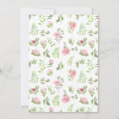 Niedliche, rosa grüne kleine Wildblume Babydusche Einladung (Rückseite)