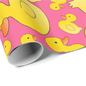 Niedliche rosa Gummienten Geschenkpapier (Rolleneckpunkt)