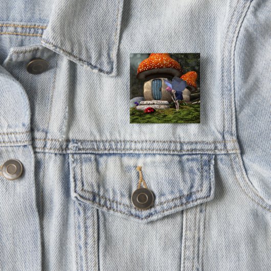 Niedliche Rosa-Haar-Fairy trifft Ladybug Button (Beispiel)