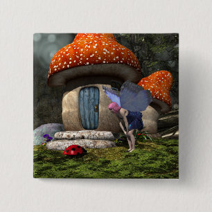 Niedliche Rosa-Haar-Fairy trifft Ladybug Button