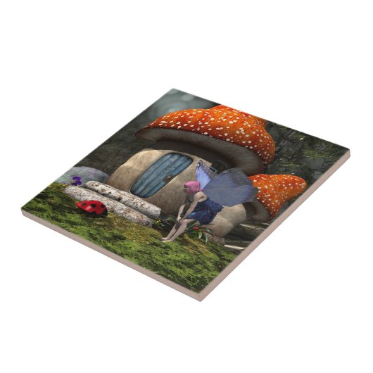 Niedliche Rosa-Haar-Fairy trifft Ladybug Fliese (Seite)