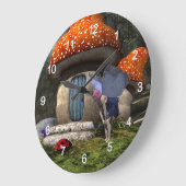 Niedliche Rosa-Haar-Fairy trifft Ladybug Große Wanduhr (Winkel)