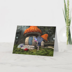 Niedliche Rosa-Haar-Fairy trifft Ladybug Karte