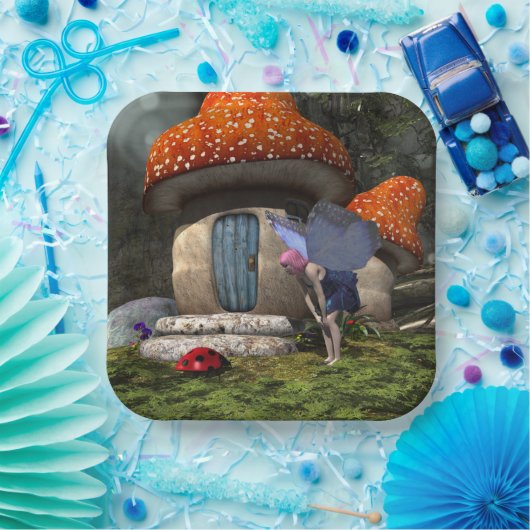 Niedliche Rosa-Haar-Fairy trifft Ladybug Pappteller (Party)