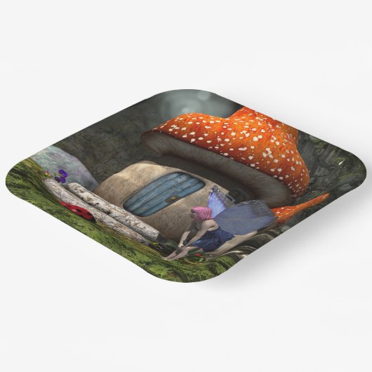 Niedliche Rosa-Haar-Fairy trifft Ladybug Pappteller (Gewinkelt)