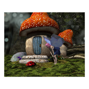 Niedliche Rosa-Haar-Fairy trifft Ladybug Poster