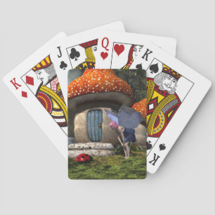 Niedliche Rosa-Haar-Fairy trifft Ladybug Spielkarten