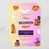 Niedliche Rosa Halloween-Party Einladung (Vorne/Hinten)