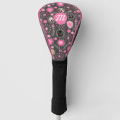 Niedliche rosa Herz Blume Monogramm Dosierungskoll Golf Headcover (Vorderseite)