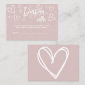 Niedliche Rosa Herz Girl Dusche Windeln Windeln Ra Begleitkarte (Vorne/Hinten)
