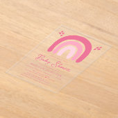 Niedliche Rosa Herz- und Regenbogendusche Acryleinladungen (Ablage )