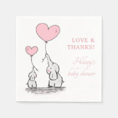 Niedliche Rosa Herzblasen Girl Elephant Babydusche Serviette (Vorderseite)