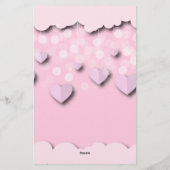 Niedliche rosa Herzen auf Gestängen und Wolken Val Briefpapier (Rückseite)