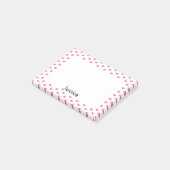 Niedliche rosa Herzen auf weißen Girly Post-it Klebezettel (angewinkelt)