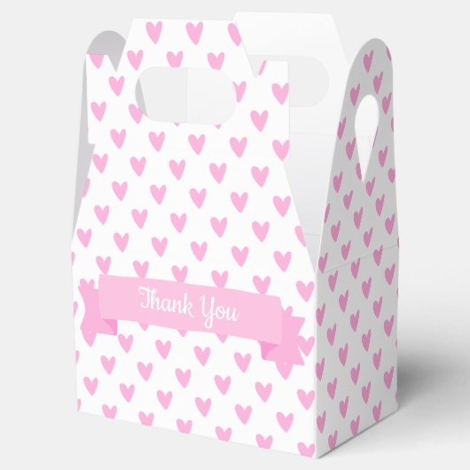 Niedliche rosa Herzen | Babydusche Vielen Dank Geschenkschachtel (Geöffnet)