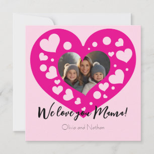 Niedliche rosa Herzen Foto Wir Liebe Sie Mama Feiertagskarte