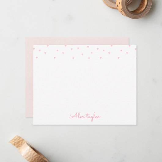 Niedliche rosa Herzen gürmisch Personalisiert Stat Mitteilungskarte (Vorderseite/Rückseite Beispiel)