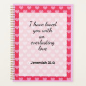 Niedliche rosa Herzen Hintergrund Christlich Planer (Vorderseite)