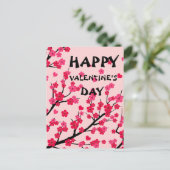 niedliche Rosa Herzen Kirschblüte Postkarte (Stehend Vorderseite)