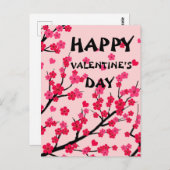 niedliche Rosa Herzen Kirschblüte Postkarte (Vorne/Hinten)