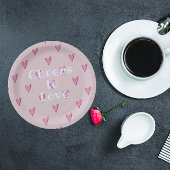 Niedliche rosa Herzen Pappteller