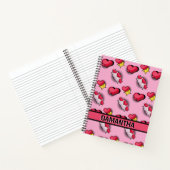 Niedliche rosa Herzen personalisierter Name Spiral Notizblock (Innenseite)