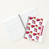 Niedliche rosa Herzen personalisierter Name Spiral Notizblock (Innenseite)