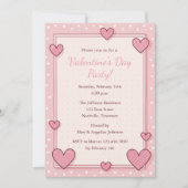 Niedliche rosa Herzen Rahmenfarben Party Einladung (Vorderseite)