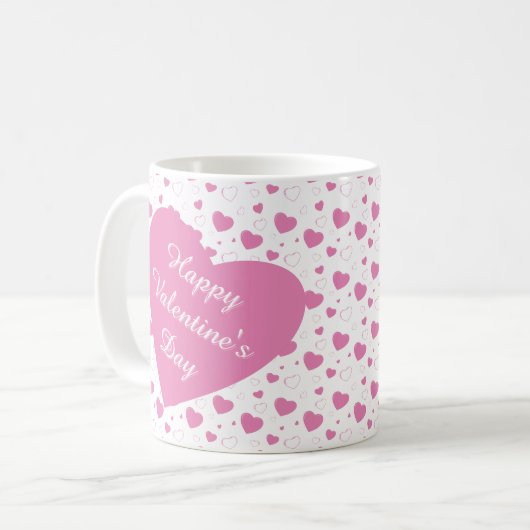 Niedliche rosa Herzen romantisches Muster Kaffeetasse (Vorderseite Links)