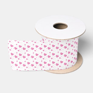 Niedliche rosa Herzen romantisches Muster Satinband