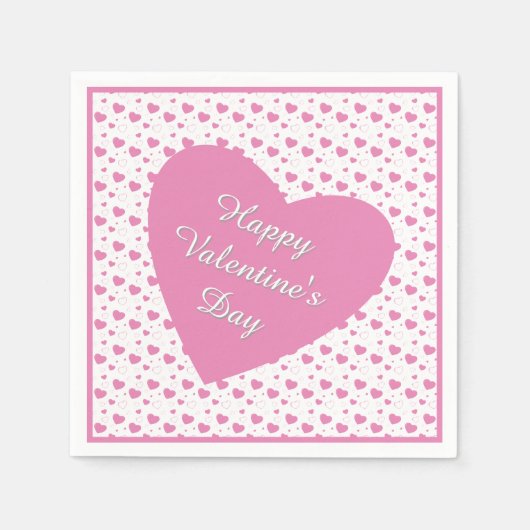 Niedliche rosa Herzen romantisches Muster Serviette (Vorderseite)