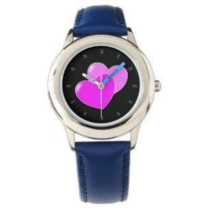 Niedliche rosa Herzen Schöne Kinderuhr Armbanduhr