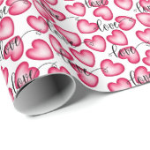 Niedliche Rosa Herzen Stilvolle Liebe Valentinisch Geschenkpapier (Rolleneckpunkt)