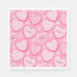 Niedliche Rosa Herzen und Blume Girl Birthday Part Serviette