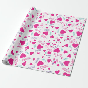 Niedliche rosa Herzen und Liebe - romantisches Mus Geschenkpapier
