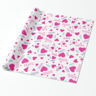 Niedliche rosa Herzen und Liebe - romantisches Mus Geschenkpapier