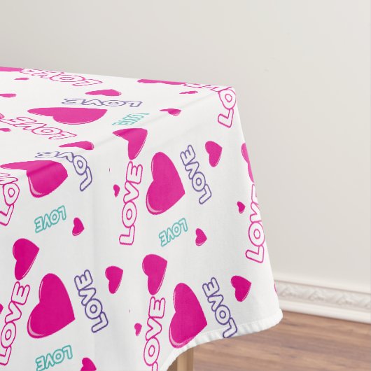 Niedliche rosa Herzen und Liebe - romantisches Mus Tischdecke (Beispiel)
