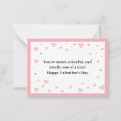 Niedliche rosa Herzen und Macaron Mini Valentinsta Mitteilungskarte (Rückseite)