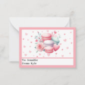 Niedliche rosa Herzen und Macaron Mini Valentinsta Mitteilungskarte (Vorderseite)