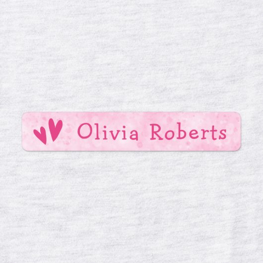 Niedliche rosa Herzen und Textilienbekleidung Etiketten (Design 1)