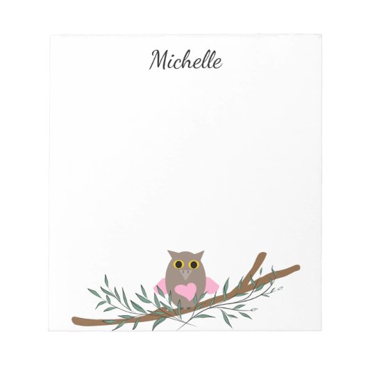 Niedliche rosa Herzschale mit Personalisiertem Nam Notizblock (Vorderseite)