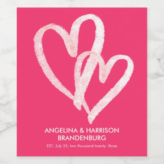 Niedliche rosa Herzschläuche Weinetikett (Einzelnes Label)