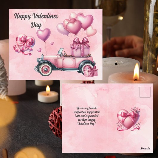 Niedliche Rosa HerzValentine Postkarte