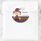 Niedliche Rosa Hexe Runder Aufkleber (Tasche)