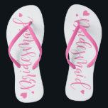 Niedliche rosa Hochzeitsfeier, Brautpaare Badesandalen<br><div class="desc">Niedlich rosa Bridesmaid Flip Flops,  große Brautparty Geschenke.</div>